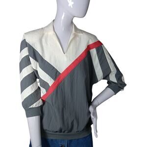 Vintage G.W. Division of Graff Windbreaker Sporty Shirt Small Colorblock Gray